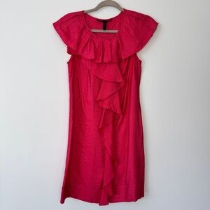 BCBGMaxAzria Ruffle Mini Dress Fushia Pink Bamboo Blend Sleeveless Party Sz 4